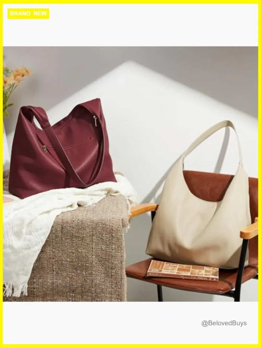 Large Capacity Vegan Leather Hobo Tote Bag with Zipper, Work Shoulder Bag for